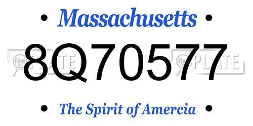 8Q70577 Massachusetts License Plate