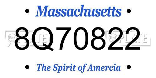 8Q70822 Massachusetts License Plate