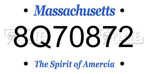 8Q70872 Massachusetts License Plate
