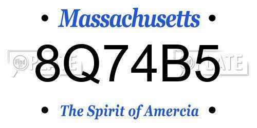 8Q74B5 Massachusetts License Plate