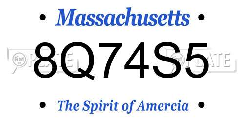 8Q74S5 Massachusetts License Plate