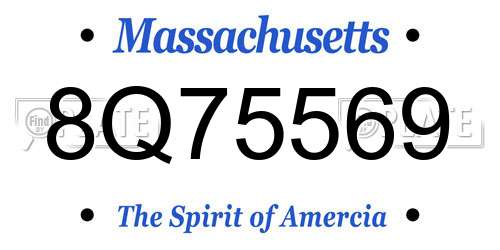 8Q75569 Massachusetts License Plate