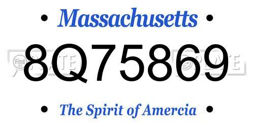 8Q75869 Massachusetts License Plate