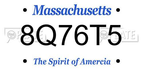8Q76T5 Massachusetts License Plate