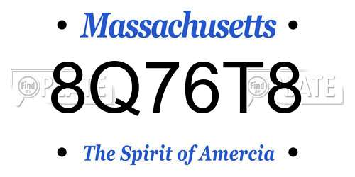 8Q76T8 Massachusetts License Plate
