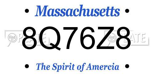 8Q76Z8 Massachusetts License Plate
