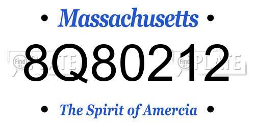 8Q80212 Massachusetts License Plate