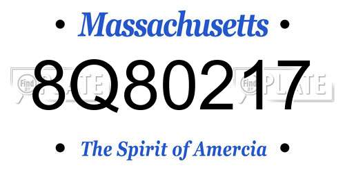 8Q80217 Massachusetts License Plate