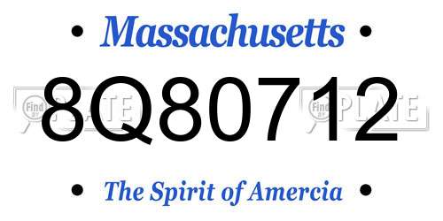 8Q80712 Massachusetts License Plate