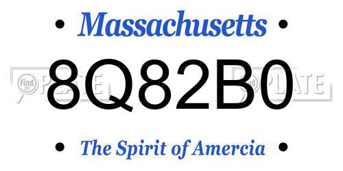8Q82B0 Massachusetts License Plate