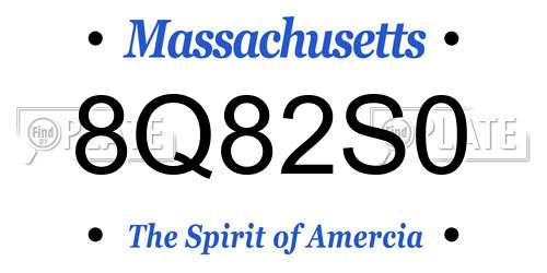 8Q82S0 Massachusetts License Plate