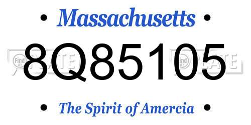8Q85105 Massachusetts License Plate