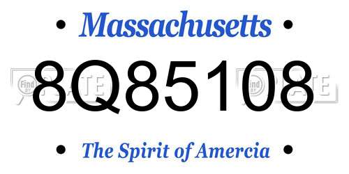 8Q85108 Massachusetts License Plate