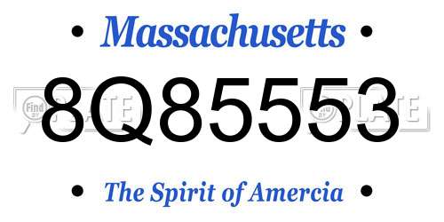 8Q85553 Massachusetts License Plate