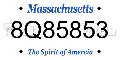 8Q85853 Massachusetts License Plate