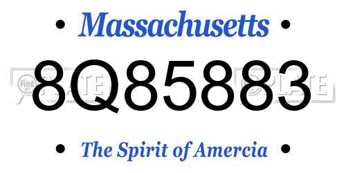 8Q85883 Massachusetts License Plate