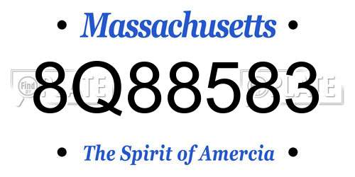 8Q88583 Massachusetts License Plate