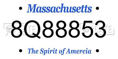 8Q88853 Massachusetts License Plate