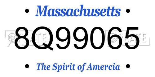 8Q99065 Massachusetts License Plate