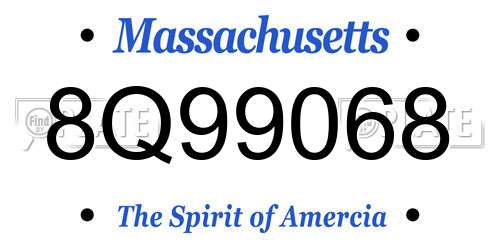 8Q99068 Massachusetts License Plate
