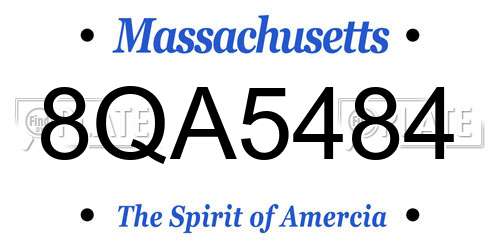 8QA5484 Massachusetts License Plate