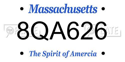 8QA626 Massachusetts License Plate
