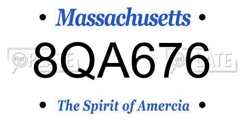 8QA676 Massachusetts License Plate