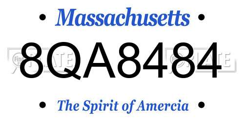 8QA8484 Massachusetts License Plate