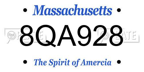 8QA928 Massachusetts License Plate