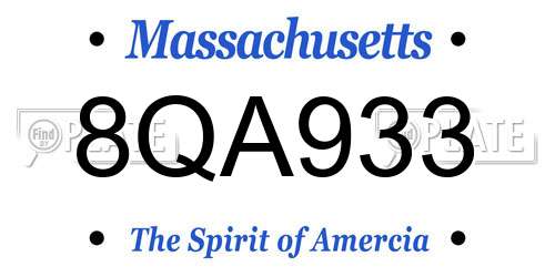 8QA933 Massachusetts License Plate