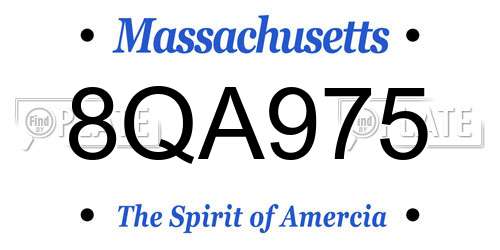 8QA975 Massachusetts License Plate