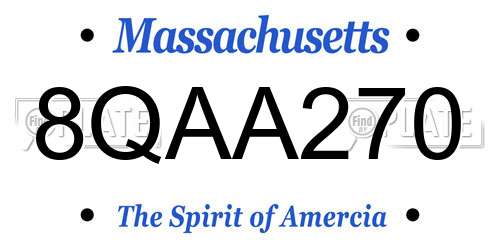 8QAA270 Massachusetts License Plate