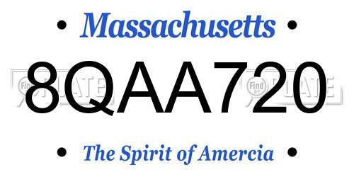 8QAA720 Massachusetts License Plate
