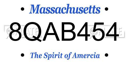 8QAB454 Massachusetts License Plate