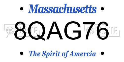8QAG76 Massachusetts License Plate