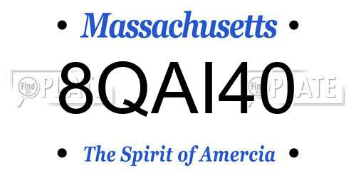8QAI40 Massachusetts License Plate