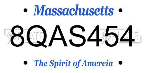 8QAS454 Massachusetts License Plate