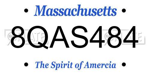8QAS484 Massachusetts License Plate