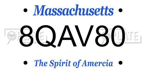 8QAV80 Massachusetts License Plate