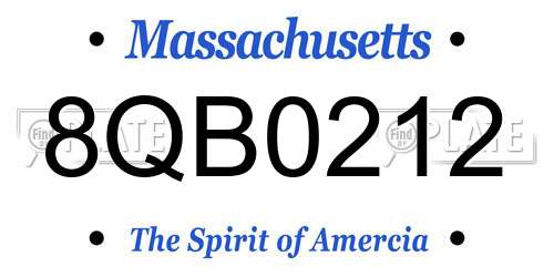 8QB0212 Massachusetts License Plate