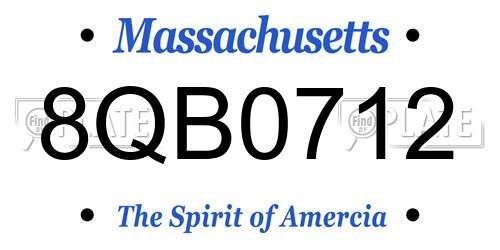 8QB0712 Massachusetts License Plate