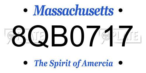 8QB0717 Massachusetts License Plate