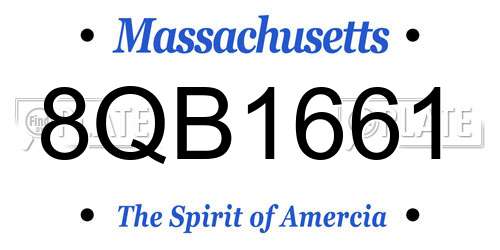 8QB1661 Massachusetts License Plate