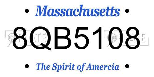 8QB5108 Massachusetts License Plate