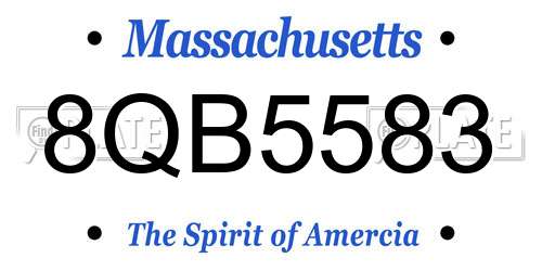 8QB5583 Massachusetts License Plate