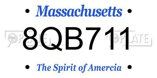 8QB711 Massachusetts License Plate