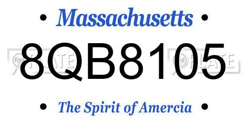 8QB8105 Massachusetts License Plate