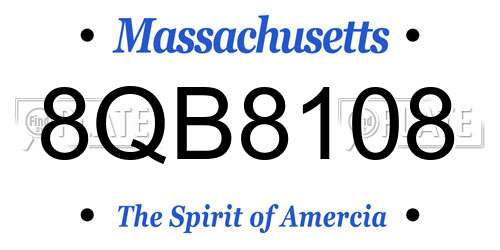 8QB8108 Massachusetts License Plate