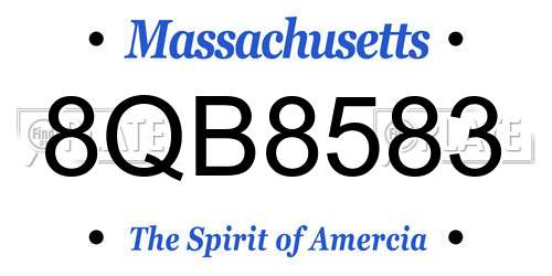 8QB8583 Massachusetts License Plate
