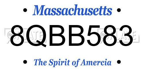8QBB583 Massachusetts License Plate